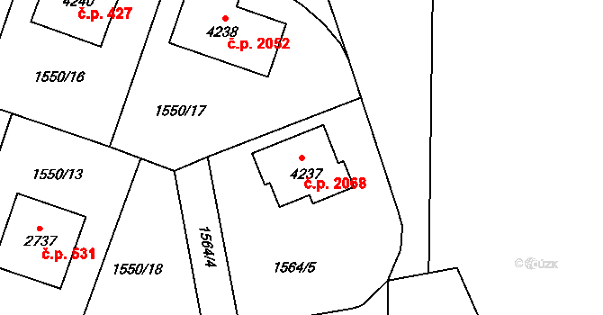 Šumperk 2068 na parcele st. 4237 v KÚ Šumperk, Katastrální mapa