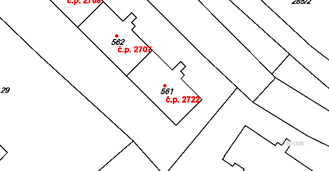 Šumperk 2722 na parcele st. 561 v KÚ Dolní Temenice, Katastrální mapa