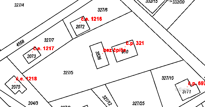 Ostravice 146142748 na parcele st. 3536 v KÚ Ostravice 1, Katastrální mapa