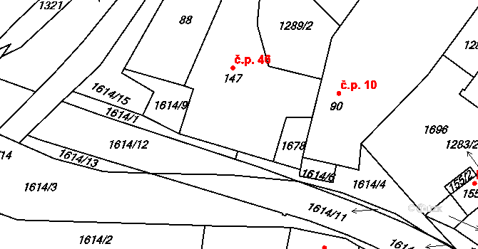 Trnová 46, Tisová na parcele st. 147 v KÚ Trnová u Tachova, Katastrální mapa