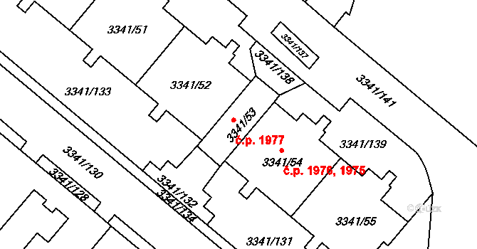 Chodov 1977, Praha na parcele st. 3341/53 v KÚ Chodov, Katastrální mapa