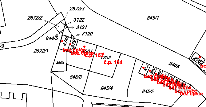 Kryblice 154, Trutnov na parcele st. 1202 v KÚ Trutnov, Katastrální mapa