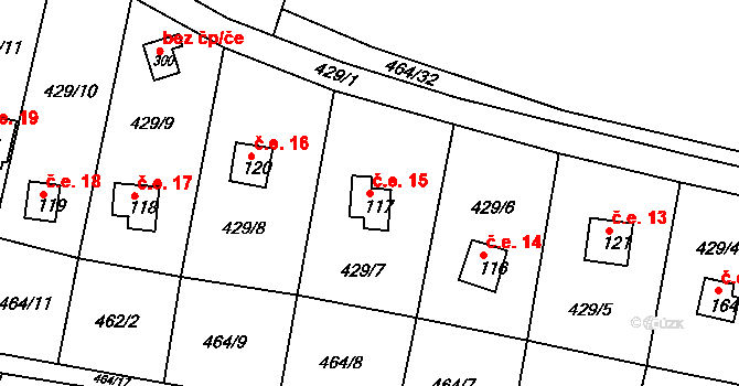 Žebrákov 15, Zduchovice na parcele st. 117 v KÚ Zduchovice, Katastrální mapa
