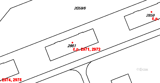 Hodonín 2971,2972 na parcele st. 2861 v KÚ Hodonín, Katastrální mapa