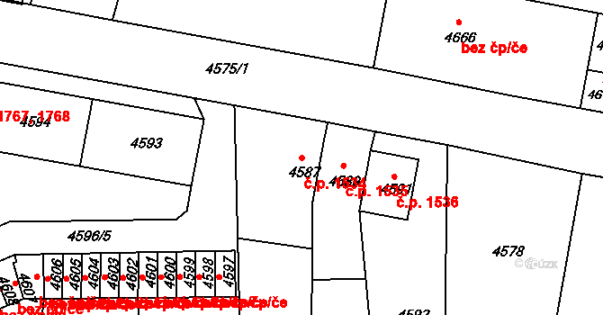 Česká Lípa 1534 na parcele st. 4587 v KÚ Česká Lípa, Katastrální mapa