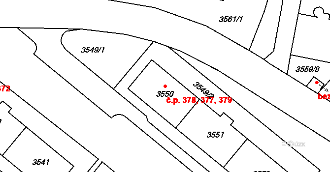 Liberec V-Kristiánov 377,378,379, Liberec na parcele st. 3551 v KÚ Liberec, Katastrální mapa