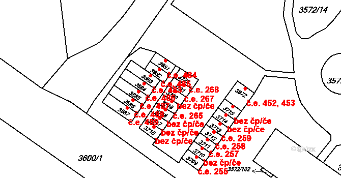 Šlapanice 267 na parcele st. 3721 v KÚ Šlapanice u Brna, Katastrální mapa