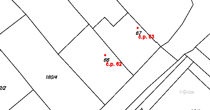 Loukonosy 62, Žiželice na parcele st. 66 v KÚ Loukonosy, Katastrální mapa
