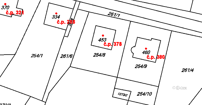 Protivanov 378 na parcele st. 453 v KÚ Protivanov, Katastrální mapa