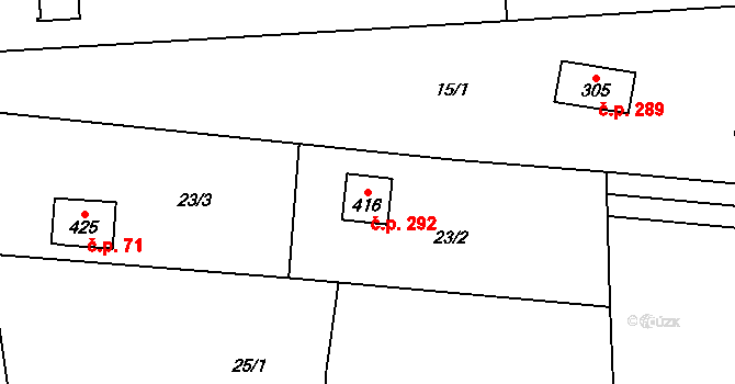 Ženklava 292 na parcele st. 416 v KÚ Ženklava, Katastrální mapa