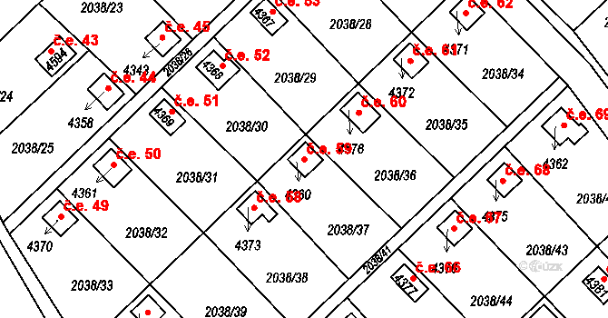 Chrudim II 59, Chrudim na parcele st. 4360 v KÚ Chrudim, Katastrální mapa