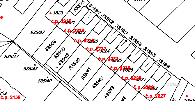 Předměstí 2231, Svitavy na parcele st. 3824 v KÚ Svitavy-předměstí, Katastrální mapa