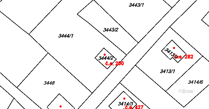Rumburk 1 200, Rumburk na parcele st. 3444/2 v KÚ Rumburk, Katastrální mapa