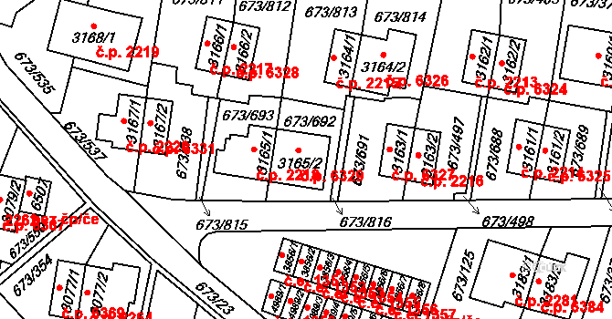 Zlín 6329 na parcele st. 3165/2 v KÚ Zlín, Katastrální mapa