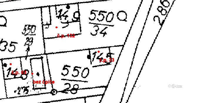 Žihobce 33 na parcele st. 145 v KÚ Žihobce, Katastrální mapa