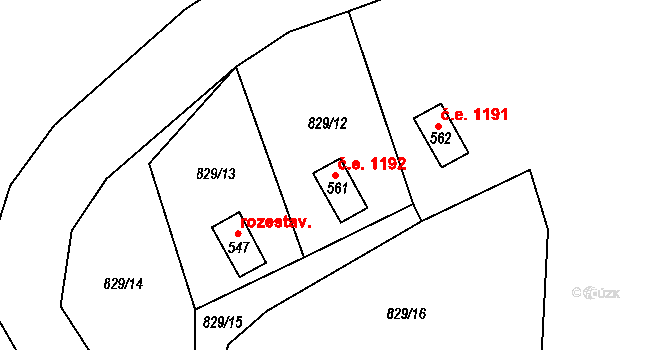 Rataje nad Sázavou 1192 na parcele st. 561 v KÚ Rataje nad Sázavou, Katastrální mapa