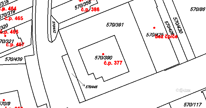 Žďár nad Sázavou 2 377, Žďár nad Sázavou na parcele st. 570/390 v KÚ Zámek Žďár, Katastrální mapa