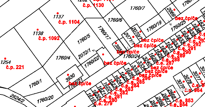 Hlinsko 38047748 na parcele st. 2072/1 v KÚ Hlinsko v Čechách, Katastrální mapa
