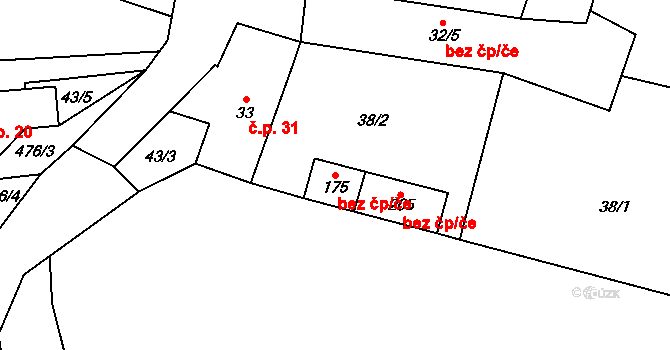 Protivín 39940748 na parcele st. 175 v KÚ Myšenec, Katastrální mapa