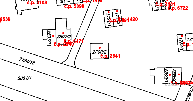 Zlín 2541 na parcele st. 2898/2 v KÚ Zlín, Katastrální mapa
