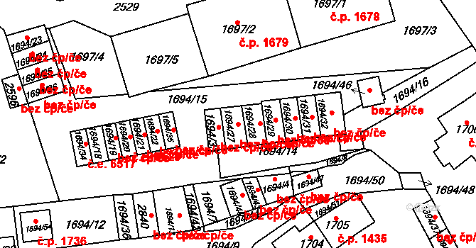 Litvínov 42444748 na parcele st. 1694/27 v KÚ Horní Litvínov, Katastrální mapa