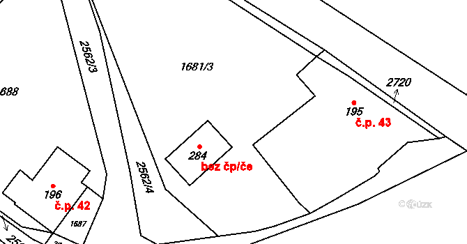 Horní Čermná 42687748 na parcele st. 284 v KÚ Nepomuky, Katastrální mapa