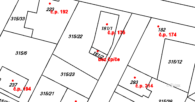 Čáslavice 44116748 na parcele st. 181/2 v KÚ Čáslavice, Katastrální mapa