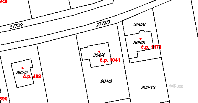 Kylešovice 1041, Opava na parcele st. 364/4 v KÚ Kylešovice, Katastrální mapa