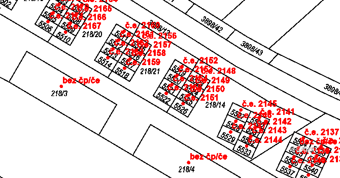 Řečkovice 2154, Brno na parcele st. 5521 v KÚ Řečkovice, Katastrální mapa