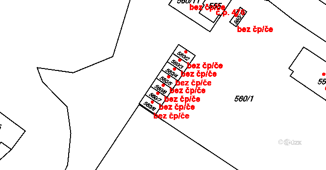 Milovice 46286748 na parcele st. 560/6 v KÚ Milovice nad Labem, Katastrální mapa