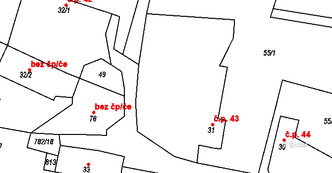 Srlín 43, Bernartice na parcele st. 31 v KÚ Srlín, Katastrální mapa