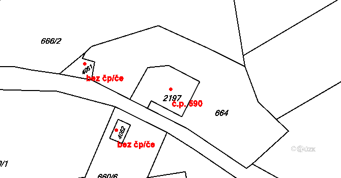 Beroun-Závodí 590, Beroun na parcele st. 2197 v KÚ Beroun, Katastrální mapa