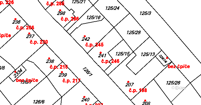 Lobeček 246, Kralupy nad Vltavou na parcele st. 241 v KÚ Lobeček, Katastrální mapa