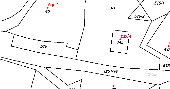 Křivošín 4, Jistebnice na parcele st. 145 v KÚ Orlov u Jistebnice, Katastrální mapa
