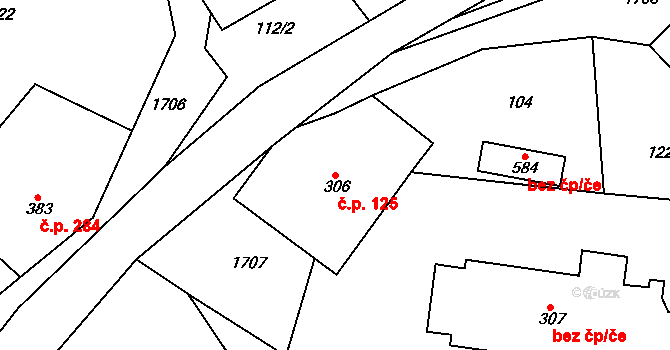 Lipová 125 na parcele st. 306 v KÚ Lipová u Šluknova, Katastrální mapa