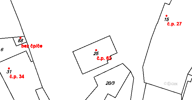 Holkovice 62, Chanovice na parcele st. 25 v KÚ Holkovice, Katastrální mapa
