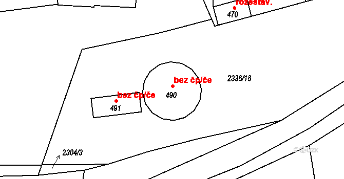 Boršov nad Vltavou 78085748 na parcele st. 490 v KÚ Zahorčice u Vrábče, Katastrální mapa