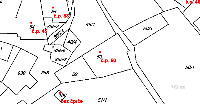 Náčkovice 50, Lovečkovice na parcele st. 59 v KÚ Náčkovice, Katastrální mapa