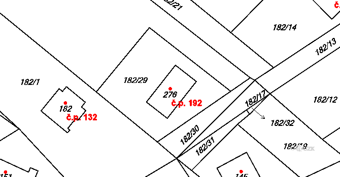 Poděbaby 192, Havlíčkův Brod na parcele st. 276 v KÚ Poděbaby, Katastrální mapa