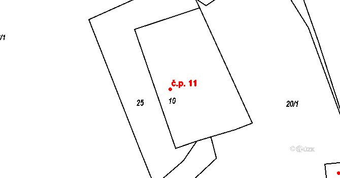 České Chalupy 11, Nová Ves na parcele st. 10 v KÚ Nová Ves u Brloha, Katastrální mapa