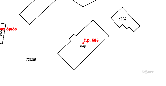 Přibyslav 588 na parcele st. 849 v KÚ Přibyslav, Katastrální mapa