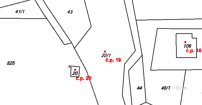 Rovné 19, Dobré na parcele st. 22/1 v KÚ Rovné u Dobrého, Katastrální mapa