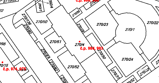 Dobruška 983,984 na parcele st. 270/4 v KÚ Dobruška, Katastrální mapa