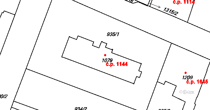Bystřice pod Hostýnem 1144 na parcele st. 1079 v KÚ Bystřice pod Hostýnem, Katastrální mapa