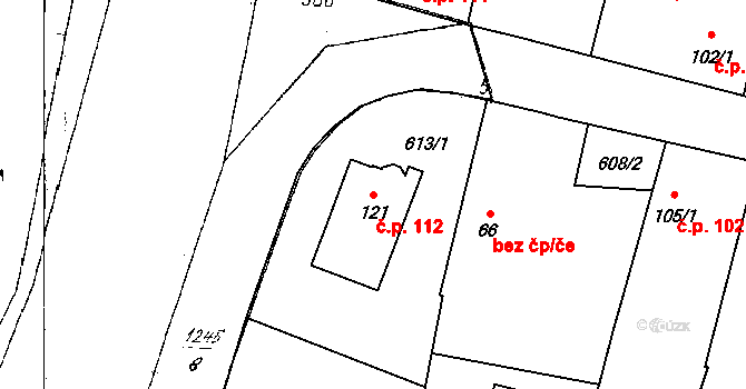 Mantov 112, Chotěšov na parcele st. 121 v KÚ Mantov, Katastrální mapa