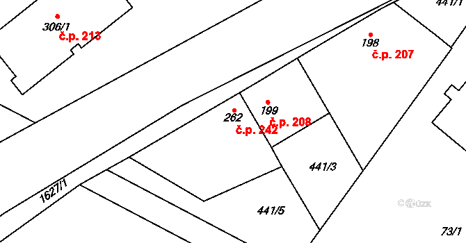 Činěves 242 na parcele st. 262 v KÚ Činěves, Katastrální mapa