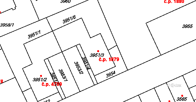 Jihlava 1879 na parcele st. 3951/3 v KÚ Jihlava, Katastrální mapa
