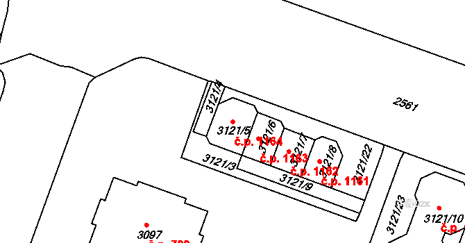 Lyžbice 1164, Třinec na parcele st. 3121/5 v KÚ Lyžbice, Katastrální mapa