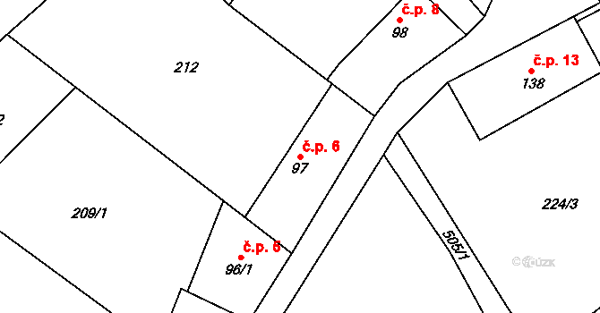 Mozolín 6, Koleč na parcele st. 97 v KÚ Koleč, Katastrální mapa