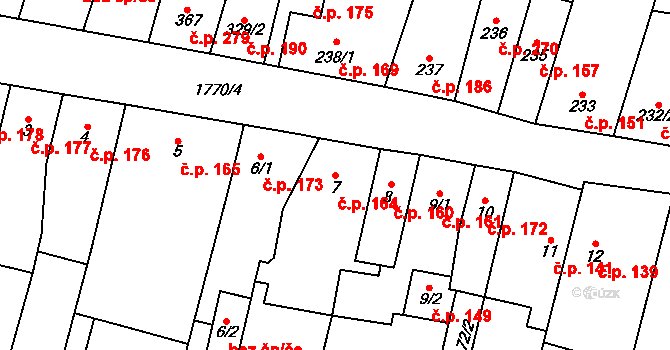 Libochovice 164 na parcele st. 7 v KÚ Libochovice, Katastrální mapa